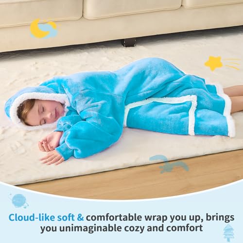 IFNOW Wearable Blanket Hoodie For Kids, Blanket Hoodie For Kids With Hood And Pockets, Girls Oversized Blankets Gift for Boys