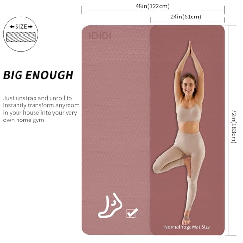 Large Yoga Mat (6'x 4') - Extra Long and Wide Workout Mat for Men and Women,Non-Slip POE 0.32''/0.4'' Thick Fitness Mat, E...