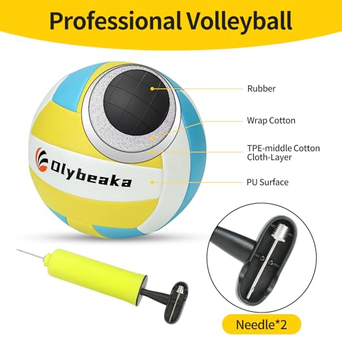 32ft Regulation Size Portable Outdoor Volleyball Net Set System for Backyard Beach with Height Adjustable Poles, PU Volley...