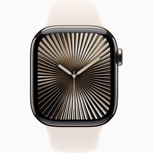 Apple Watch Series 10 [GPS + Cellular, 42mm] - Natural Titanium Case with Starlight Sport Band, S/M (Renewed)