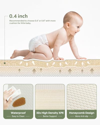 BG-BABYGO Baby Play Mat 50"*78" Foldable Foam Baby Play Mat for Floor Reversible Waterproof Playmats for Babies Boy and To...