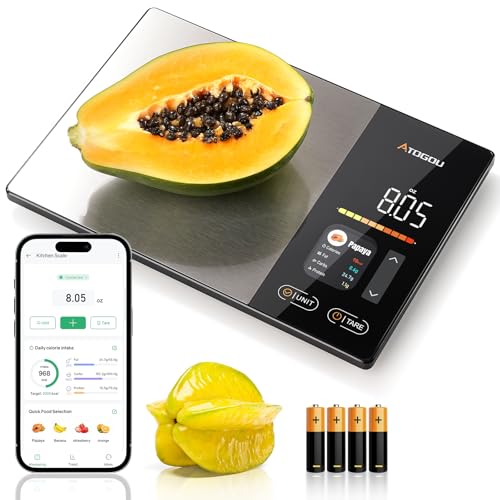 Atogou Smart Food Kitchen Scale with Nutrition Calculator, Color Display & Free App, Precise Portion Control, Calorie & Ma...