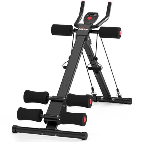 RELIFE REBUILD YOUR LIFE AB Workout Machine Adjustable Ab Trainer Machine Foldable Ab Cruncher Strength Training Equipment...