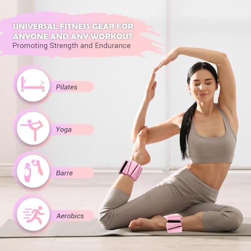 Wrist Ankle Weights for Women Set of 2, Adjustable Silicone Weighted Bangles, Wearable Ultra-durable Strips Weight Bracele...