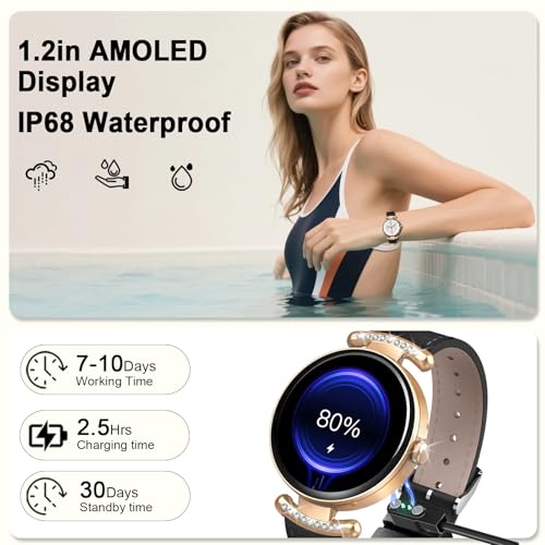 uaue Smart Watches for Women Android iOS, 1.2'' Fitness Trackers with Bluetooth Call (Answer/Make), Smartwatch with Heart ...
