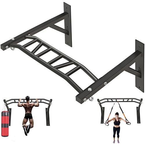 Upgrade Pull Up Bar Wall Mounted,Heavy Duty Multi Grip Chin Up Bar for Strength Training, 600 lbs Capacity, Durable Steel ...