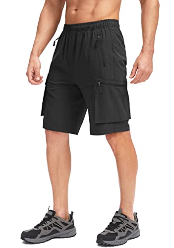 Bikewa Men's Mountain Bike Shorts 3D Padded Loose-fit Biking Riding Cycling Bicycle Biker Shorts Zipper Pockets