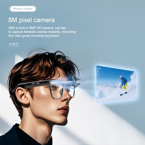 Dormiro Smart Glasses with Camera,4K with Audio Bluetooth Camera Glasses for Men Women 8MP 32G HD Hidden Video Recording S...