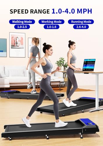 Walking Treadmill Pad with Incline, Portable Under Desk Treadmill for Home Office, 2.5 HP Quiet Compact Walking Machine wi...