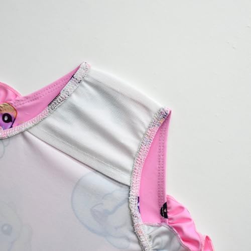 TOSUKAI Girls Graphic Swimsuit Ruffle Bathing Suits Kids Swimwear with Cap 6-12 Years