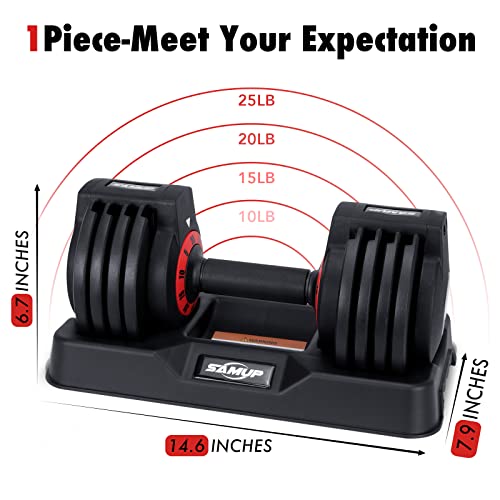 25/55 lbs Pair Adjustable Dumbbells Set, Dumbbells with Anti-Slip Metal Handle for Exercise & Fitness Fast Adjust Weight f...