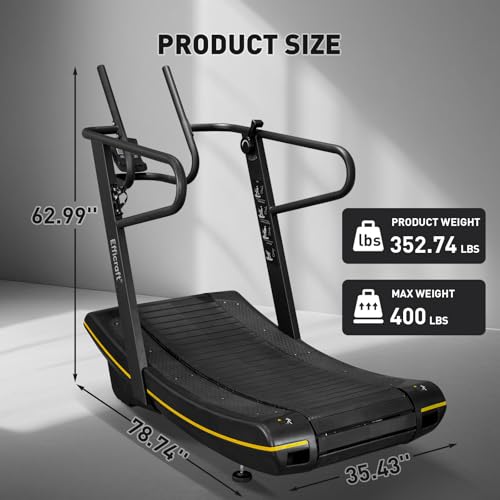 Manual Curved Treadmill, 8-Level Resistance, LCD Display, Non-Electric Fitness Equipment for Home & Gym, Cardio & Anaerobi...