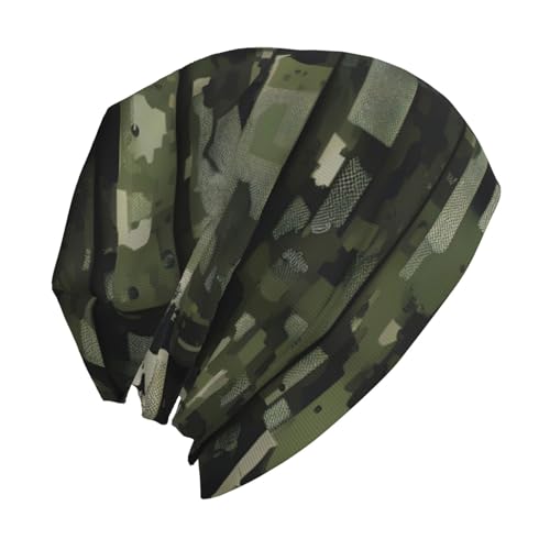 YANYU Digital Camo Print Soft Beanie Hat for Men Women Warm Fashion Cap for Jogging Cycling Gift Outdoor Use Black