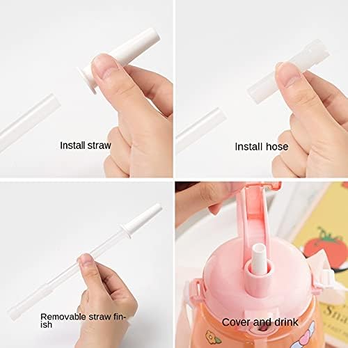 PEXIZUAN Kawaii water bottle big belly cup big water bottle cute travel cup strap straw cup(grey,1300ML)