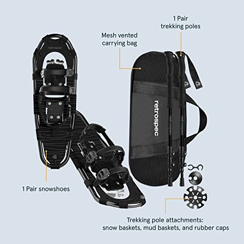 Retrospec Drifter Snowshoes & Trekking Poles Bundle with Adjustable Bindings - Lightweight Aluminum Snow Shoes for Women &...
