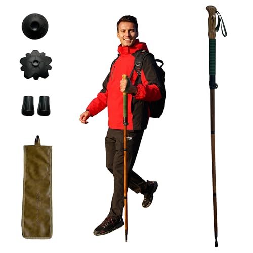 FOREST PILOT Trekking Pole - 1pc Pack Sassafras Wood Adjustable&Detachable Hiking or Walking Stick