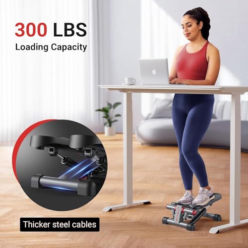 UTRYUP Mini Stepper for Home Exercise, Compact Hydraulic Stair Stepper with Resistance Bands, Quiet Fitness Machine with L...