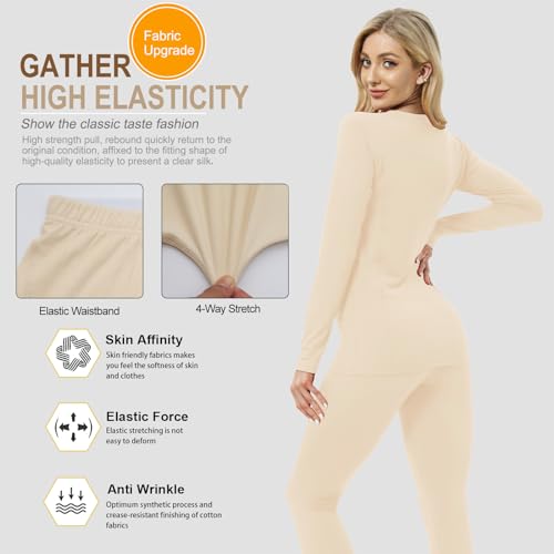 MEETWEE Women Thermal Underwear, Winter Warm Base Layer Compression Set, Fleece Lined Long Johns Running Skiing