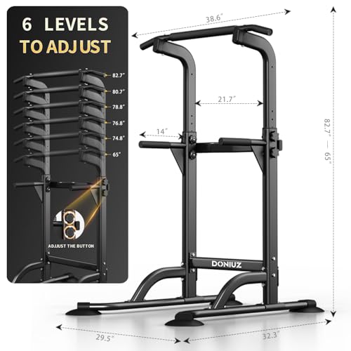 DONIUZ Power Tower Pull Up Bar and Dip Station, Multi-Function Home Gym, Strength Training Fitness Equipment, Height Adjus...