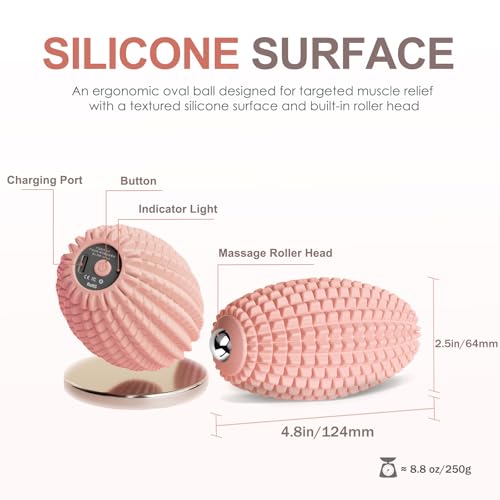 YIXIUTEN Vibrating Massage Ball for Muscle Recovery, Silicone Myofascial Massage Ball, Plantar Fasciitis Relief,Hip & Psoa...