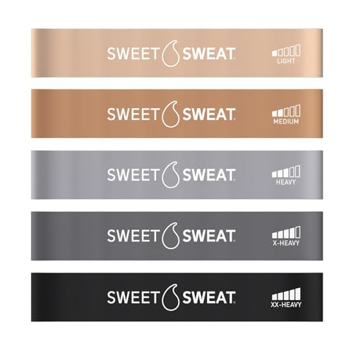 Sweet Sweat Mini Loop Resistance Bands - Set of 5 | Exercise Hip Booty Bands for Squats, Lunges, Physical Therapy, Yoga, P...