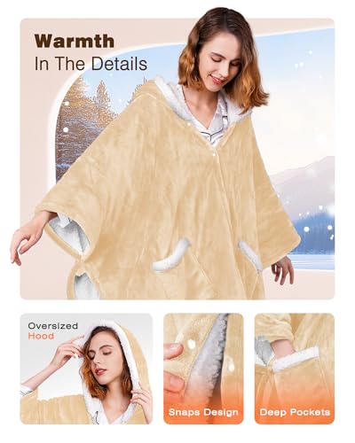 Yokimisu Wearable Heated Blanket - Cozy Gift for Women, Mom, Men| Reversible Flannel & Sherpa Electric Wrap with Pockets &...