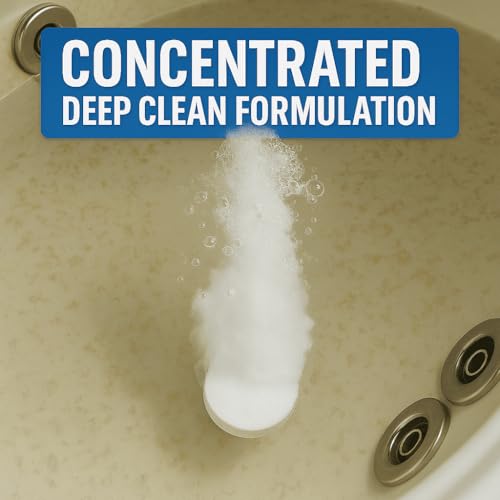 Jetted Tub Cleaner Bathtub Tabs - 12 ACTIVE Cleaning Tablets, Compatible with Whirlpool & Spa Bath System, Jets, Whirl Tub...