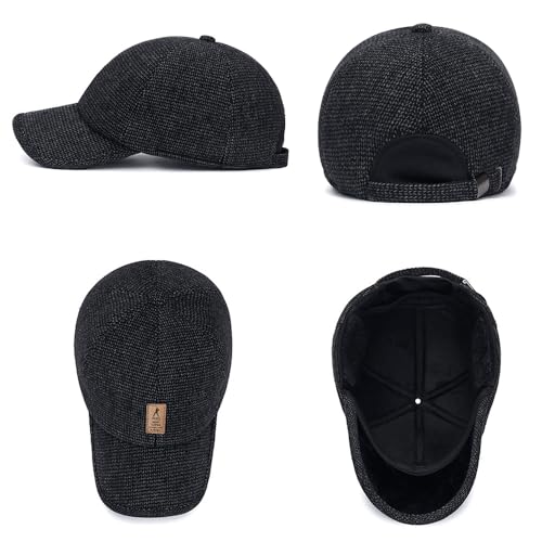 Winter for Men Outdoor Hat, Adjustable Warm Sport Golf Baseball Cap Hats Dad Caps Earflaps Thicken 55-60CM (Brown)