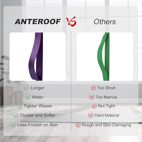 Durable Non-Elastic Stretch Strap for Physical Therapy and Yoga, 10 Loops Stretching Band for Pilates, Flexibility, Exerci...