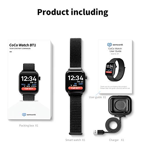 COCO Bluetooth Comfortable Health Monitoring Smartwatch for Seniors – Heart Rate, Body Temperature, Blood Oxygen, Activity...