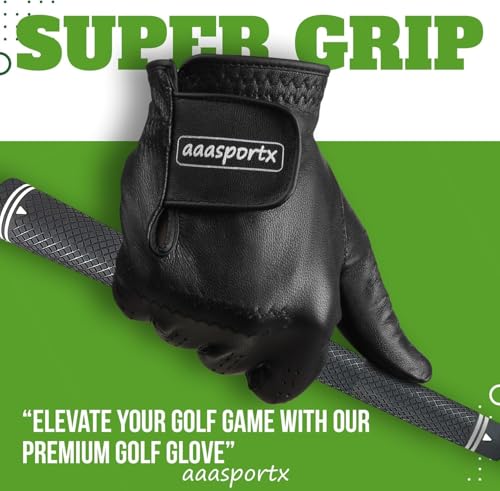 aaasportx Golf Gloves Men 3 Pack for Golfer (Worn On Left/Right Hand) Golf Glove Breathable Comfotable Fit Great Golf Gifts