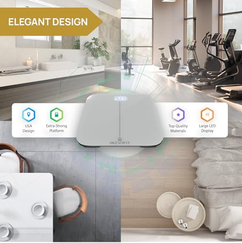 INEVIFIT Bathroom Scale, Highly Accurate Digital Bathroom Body Scale, Measures Weight up to 400 lbs. Includes Batteries