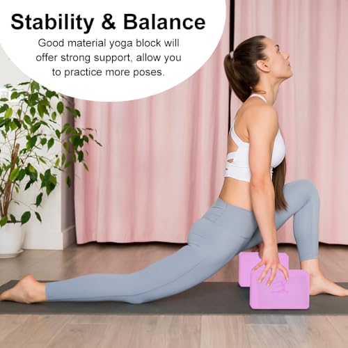RETON Yoga Blocks Set, High - Density Yoga Block with 2 Strap, Lightweight Foam Brick Yoga Pilates Blocks, Anti-Slip Yoga ...