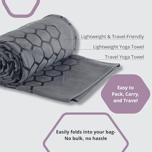 Clever Yoga Hot Yoga Mat Towel – Non-Slip Grip for Hot Yoga, Sweat Absorbent, Honeycomb Silicone Grip, Stays Flat – Ideal ...