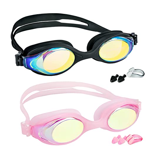 EWPJDK Kids Swim Goggles - 2 Pack Swimming Goggles Anti Fog No Leaking For Kids Age 3-15