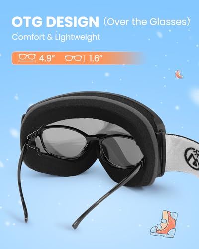 OutdoorMaster Kids Ski Goggles OTG Snowboard Goggles with 100% UV Protection Kids Snow Goggles for Boys Girls Toddler
