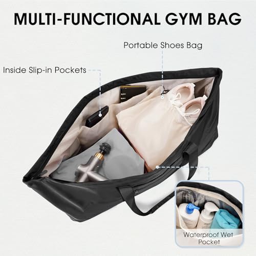 Large Yoga Mat Bag with Shoes Compartment and Wet Pocket Ladies Pilates Gym Tote Bag with Yoga Mat Holder Strap for Women ...