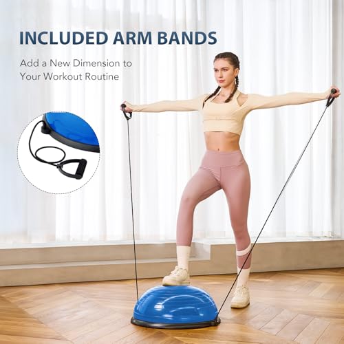 ZELUS Balance Ball Trainer with Resistance Bands and Foot Pump, Inflatable Yoga Ball for Home Gym Workouts, 23 Inch Exerci...