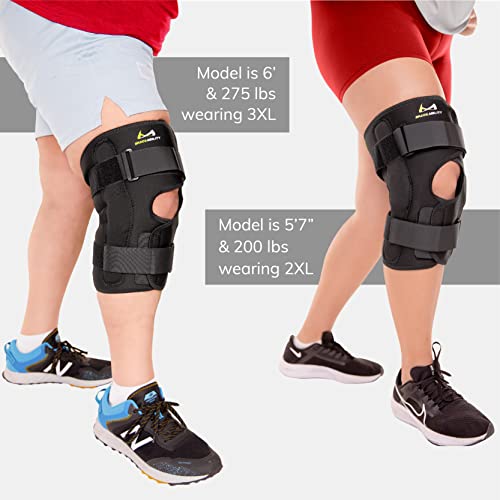 BraceAbility Obesity Hinged Knee Brace - Overweight to Plus Size Wrap Around Support for Womens and Mens Arthritis Treatme...