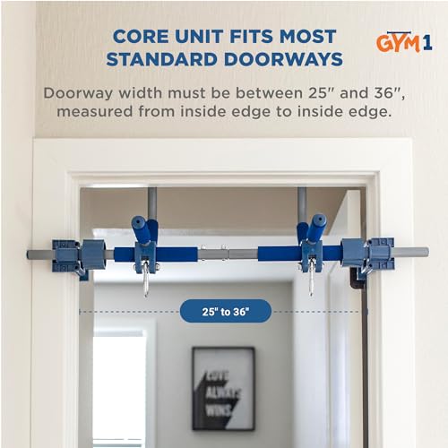 Gym1 Indoor Doorway Gym Set - Sensory Swing & Grip Rings - Adjustable Door Frame Pull-Up Bar for Kids & Adults - Door Fram...