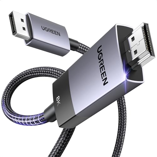 UGREEN Unidirectional DisplayPort to HDMI Cable 8K@60Hz 4K@120Hz Active DP 1.4 to HDMI 2.1 Cord HDR, Dolby, HDCP2.3, DSC1....