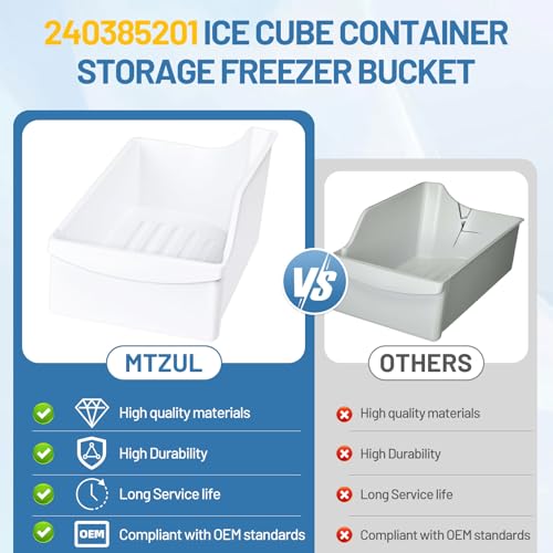 240385201 Ice Cube Container Storage Freezer Bucket Compatible with Frigidaire Kenmore Crosley Refrigerators Parts, Storag...