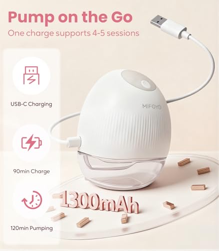 MIFOYO Hands Free Breast Pump, Wearable Electric Breastfeeding Pump with 4 Modes & 9 Suction Levels, LED Display & Recharg...