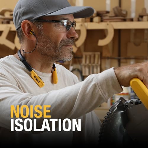DEWALT Heavy Duty Bluetooth Neckband Headphones, Wireless Around The Neck Earbuds w/ 30H Runtime + Noise Isolation, Secure...