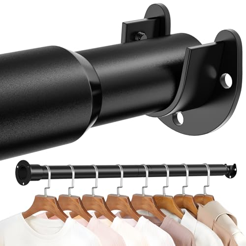 Mavivegue Closet Rod, 17 to 84 Inch Adjustable Closet Rods for Hanging Clothes, Heavy Duty Tension Rod, Black Curtain Rod,...