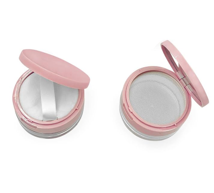 Duehut Loose Powder Cocntainer No Leaks Empty Reusable Plastic Loose Powder Compact Container Makeup Powder Case with Sponge Pow