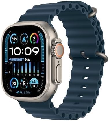Apple Watch Ultra 2 [GPS + Cellular, 49mm] - Titanium Case with Blue Ocean Band, One Size (Renewed Premium)