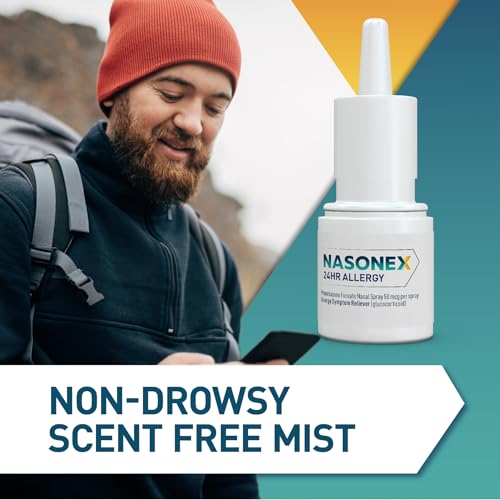 Nasonex 24HR Allergy Nasal Spray, Non-Drowsy, Scent-Free Mist, Allergy Symptoms + Nasal Congestion, Full Prescription Strength, 120 Sprays
