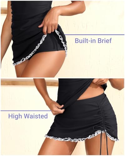 Women Tankini Swimsuits with Skirt - Two Piece Tummy Control Bathing Suit Halter V Neck 2025 Swimwear