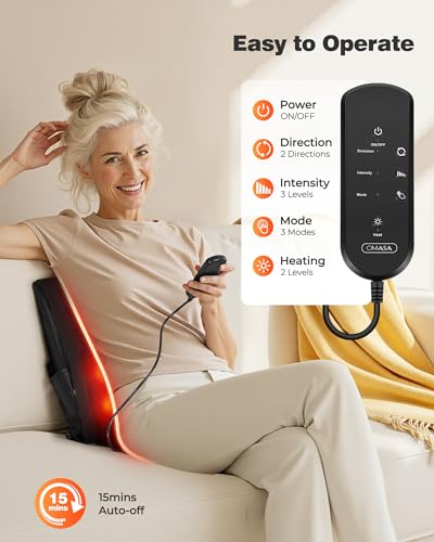 OMASSA Shiatsu Neck Massager with Heat, 3D Kneading Back Massage Pillow for Pain Relief, Massagers for Neck and Back, Shou...